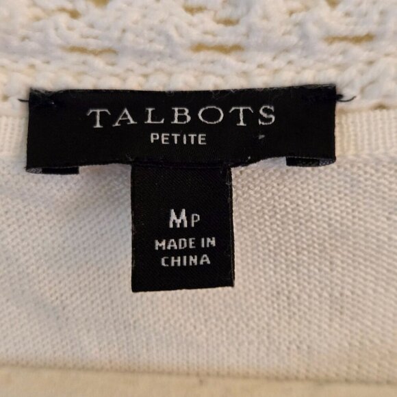 Talbots White 3/4 Sleeve Crochet Sweater Dress Size Mp - Picture 6 of 7